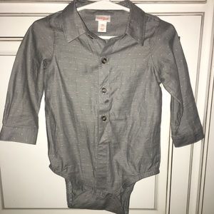 18 months boys stylish button down bodysuit, 100% cotton, soft, classy.